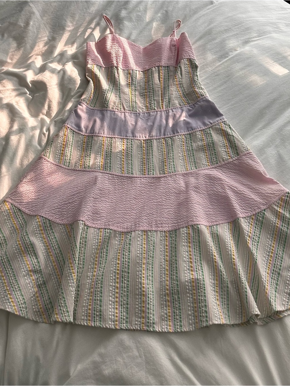 Molly New York Pink and Lavender Tiered Striped Sundress